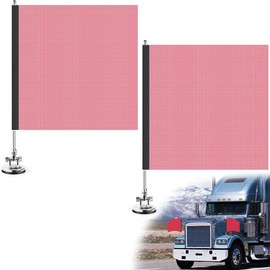 Upgrade 18" x 18" Red Mesh Safety Flags with Rubber Coated Magnetic Loaded Mount & Stainless Steel Brackets 2 Pack - DOT Compliant Oversize Load Flags for Truck Loads, Trailers & Pilot Car Escort