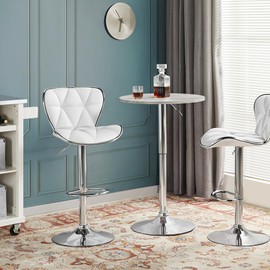 Yaheetech Round Pub Table Height Adjustable with 360 Swivel MDF Tabletop for Dining Bistro Cafe Home Bar, Grey