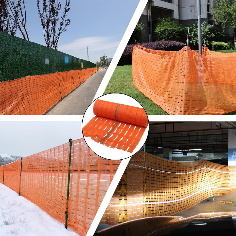 4'x100' Safety Fence with Reflective Strips, Orange Construction Barrier Fence