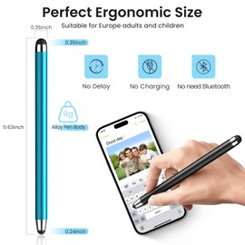 MIXOO Stylus Pen for Touch Screens, Stylus with 20pcs 0.35''/0.24'' Rubber Tips, Tablet Pen Sensitive, High Precision Compatible with All Touch-Screen Devices (Multicolor)