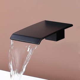 SevenGelok Waterfall Tub Spout Black Tub Spout for Bathtub Faucet SUS304 Stainless Steel Bathroom Tub Faucet Replacement High Flow Shower Spout Attachmen Matte Black Tub Spout Wall Mount, TS2S-BK