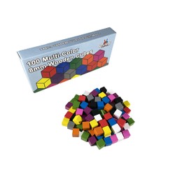 100 Wooden Cubes, Family Games Accessories – Multi-Color Board Game Tokens Ideal for Sorting, Counting, Classrooms, Replacement Pieces - Stocking Stuffer