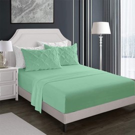 Rover Bedding Aqua Queen Sheets Set Pure 100% Egyptian Cotton Bedsheets 800 Thread Count 4 PC Sheet Set & Pillowcases - 24" Deep Pocket Fitted + 1 Flat Sheet + 2 Pillowcases Comfortable Bed Sheet Set