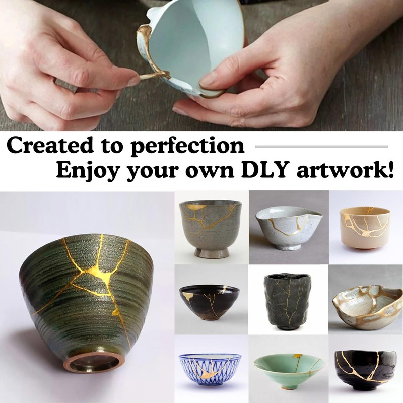 Alckijy Kintsugi Repair Kit Gold & Silver - 21 Piece