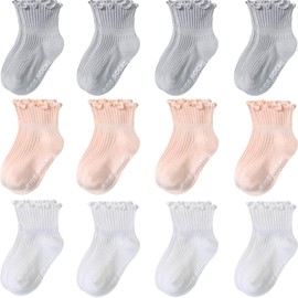Aroveea Baby Toddle Socks Grip Non Slip Kids Boys Girls Cotton 12 Pack Ankle Cute Newborn Socks1-3T