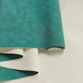 JERLITU Solid Color Scrub Suede PU Faux Leather Roll, 30x135cm, Waterproof Scratch-Resistant Easy Cut & Sew, for DIY Crafts, Furniture Repair, Car Interior, Handbags, Teal Green