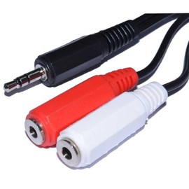 kenable 3.5mm Stereo Jack Plug to Twin 3.5mm Mono Sockets Audio Cable 2m [2 metres]