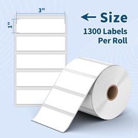 12 Rolls 3" x 1" Direct Thermal Labels - 15600 Barcode & Postage FBA Address Label - Adhesive & Perforated - Compatible with Rollo, Zebra, Munbyn, Polono, and More Desktop Printers