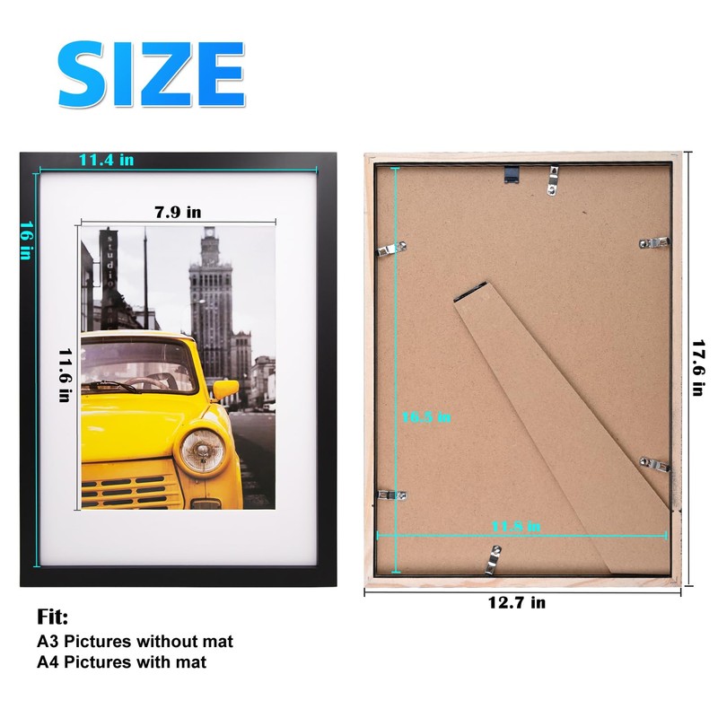 EGOFINE 8x6 Photo Frames Black Set of 2 - Made