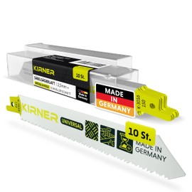KIRNER Reciprocating Saw Blades Metal & Wood 150 mm [Effortless Cut in Wood and Metal] Pack of 10 Universal Reciprocating Saw Blades Metal Reciprocating Saw Blades with Universal Attachment from 2.5
