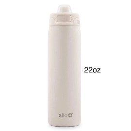 Ello Pop & Fill Water Bottle Stainless Steel  with Quick 22 Ounces, Cream