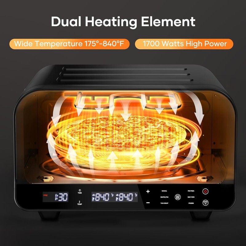 Electric Pizza Oven – 6 Programs, Max 840°F, Suitable for