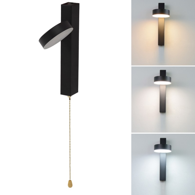 LED Wall Lights 3 Color Modes Modern Style Aluminium Pull