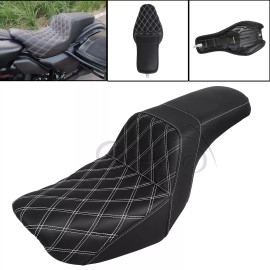 Unbranded 2-Up Driver Rear Seat Cushion Fit for Harley Dyna Switchback FLD Fat Street Bob