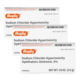 Rugby Sodium Chloride Hypertonicity Ophthalmic Ointment 5% - 50 mg Sodium Chloride Eye Ointment for Temporary Corneal Edema Relief - Made With Lanolin and Mineral Oil - Alcohol-Free - 0.125 Oz(3 Pack)