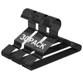 12 Inch Black Kids Baby Hangers 30 Pack, Strong Metal Toddler Hangers for Closet, Space Saving Children Hanger for Clothes Coats Pants (Black, 30)