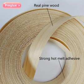 Real Pine 7/8 inch ×50ft Wood Veneer Edge Banding Roll,Preglued Iron On Veneer with Hot Melt Self Adhesive Strips,Edgebanding Flexible Tape for Furniture Cabinet Plywood Repair