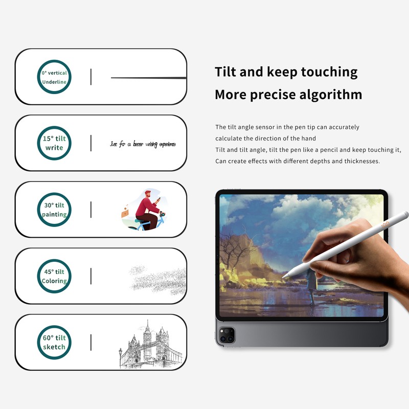 Tablet Stylus Pencil Digital Power Display Tilt Pressure Sensing Full