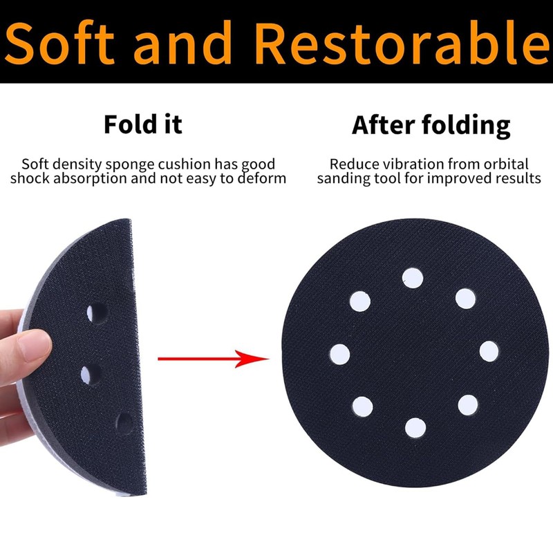 5 Inch 8 Holes Hook and Loop Soft Sponge Cushion
