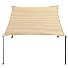 14' x 22' Beige Straight Edge Sun Shade Sail, Rectangle Awning Outdoor Shade Cloth Pergola Cover UV Block Fabric- Customized