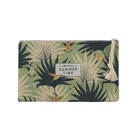 Vinsani Cotton Polyester Makeup Bag Cosmetic Pouch Portable Toiletry Bag Organizer Pencil Case for Travel School Office Festival Birthday - Nature Summer