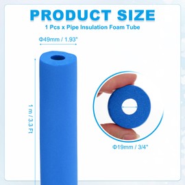 PATIKIL 3/4" (19mm) ID x 3.3Ft x 0.59" Pipe Insulation Foam Tube, Pipe Cover Wrap Roll Bar Tubing for Handle Grip HVAC Air Conditioner Units, Blue