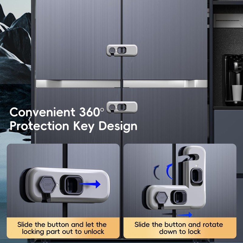 Blissleaf 5-Pack Fridge Locks, Child Proof Refrigerator/Freezer Door Lock, Child
