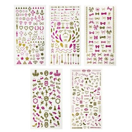 ALLYDREW 450+ Nail Stickers Pink & Gold Foil Nail Stickers Nail Art, 5 Sheets - Love