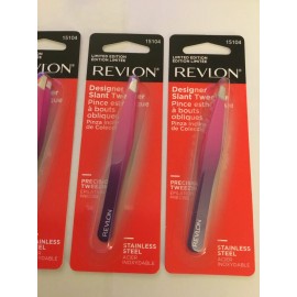 REVLON 3 X Revlon Eyebrow Hair Removal Tweezer, Designer Slant High Precision Tweezer