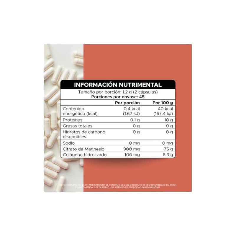PACALLI Citrato de Magnesio 600mg - 90 Cápsulas con Colágeno
