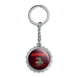 Chupacabra on The Hunt Keychain Chrome Plated Metal Pop Cap Bottle Opener