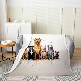 Feelyou Dog Flannel Fleece Throw Blanket Cute Puppy Print Fuzzy Blanket for Kids Boys Girls Dachshund Plush Blanket Lovely Aniaml Dog All Season Bed Blanket Throw 50"x60"