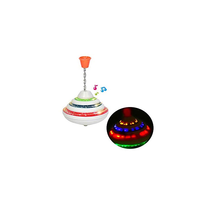 Push Down Spinning Top Toy with LED and Music Peg-top