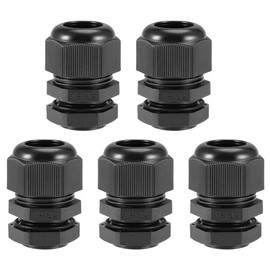 TA-VIGOR 5Pcs NPT3/4 Cable Gland, IP68 Waterproof Adjustable Plastic Nylon Wire Connectors Gland Joints for 12mm-18mm Cables, Locknut Stuffing Glands with Locknut and Washer – Black