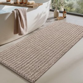 Color&Geometry Bathroom Rugs 60x24,Large Extra Soft Chenille Bath Mat,Taupe