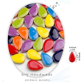 500g Raindrop Ceramic Mosaic Tiles for DIY Craft Home Decoration 1.2 x 1.9 cm DIY Mosaic Tile Kits for Craft Panels Flower Pots Vases Cups Mosaic Making Accessories Art Projects (Purple)
