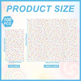 Maitys 100 Pcs White Donut Sprinkles Napkins Disposable Paper Dessert Cocktail Napkins Bulk Dinner Hand Towel for Summer Dinner Wedding Lunch Baby Shower BBQ Birthday Party Supplies