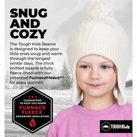 Tough Headwear Kids Winter Hat - Kids Beanies Boys & Girls, Ear Flaps Hat for Kids White Medium