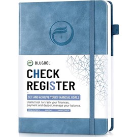 Check Registers for Personal Checkbook, Blugool Checkbook Register with Check & Transaction Registers, Accounting Ledger Log Book for Personal and Work, 5.8" x 8.3" (Blue)