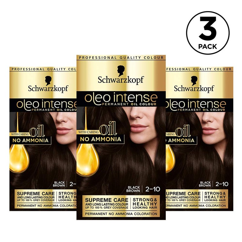 Schwarzkopf Oleo Intense Dark Brown Hair Dye, 3-Pack Permanent Oil