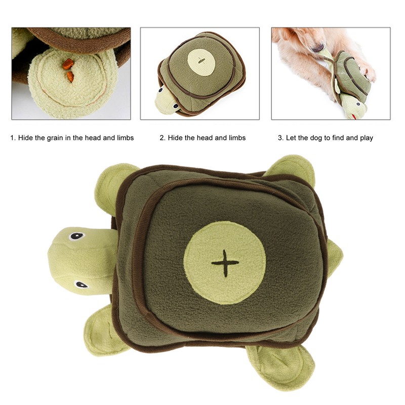 Dog Sniffing Training Toy Squeaky Plush Turtle Shape Interactive Bite