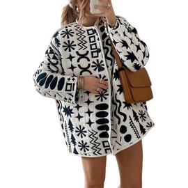 Yimoon Women's Quilted Lightweight Jacket Floral Print Padded Coat Button Down Puffy Cardigan Outwear(White-Medium)