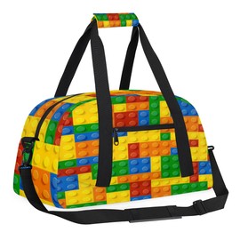 Building Block Kids Overnight Duffel Bags Portable Weekender Sleepover Bags for Girls Boy Travel Sports Gym Bag Waterproof Carry on Tote Bag Expandable Work Out Handbags