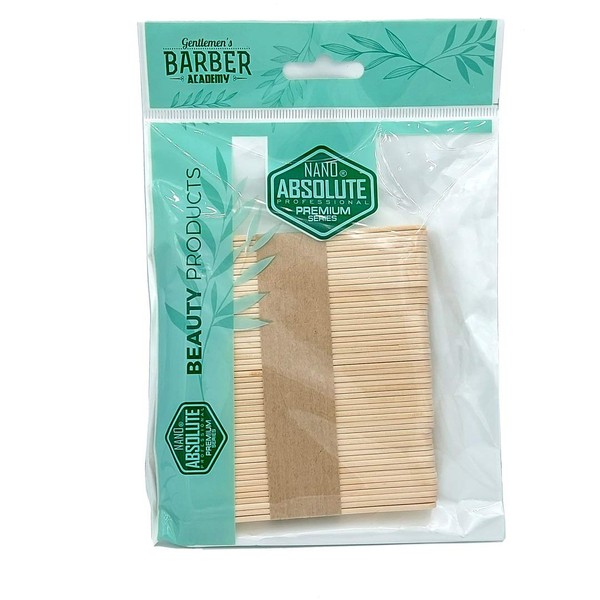 NANO ABSOLUTE Barber Mini Wooden Spatulas for Hair Removal, Eyebrow