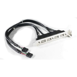 PCCABLES.COM INC Dual 9 Pin Header to 4 Ports USB 2.0 Female Host Cable Back Rear Panel Bracket