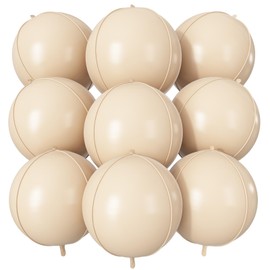 Cream Round Foil Balloons 9 pcs,Apricot Beige Giant 4D Round Balloons 22 Inch for for Boho Birthday Wedding Baby Shower Party Decorations