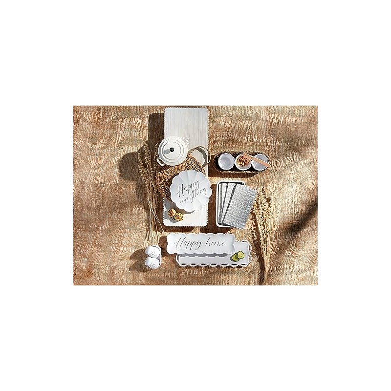 Mud Pie Long Nested Happy Trays, 13.5" x 4.25", WHITE