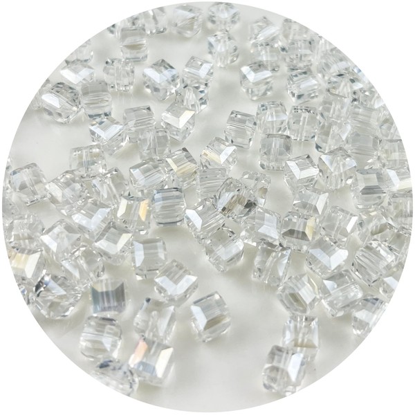 Mulutoo 200Pcs 4MM Glass Cube Crystal Beads Cube Beads Square