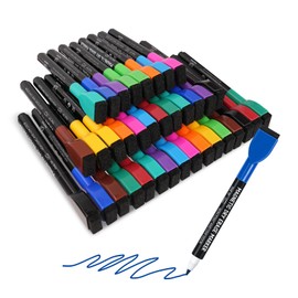 maxtek Dry Wipe Whiteboard Markers with Magentic, Fine Tip, Assorted Colours, White Board Pens with Eraser (Fine tip 12 color, 36)