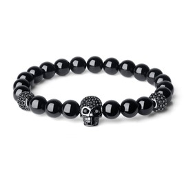 COAI Adjustable Schorl Men's Bracelet with Charm, Metal Schorl Metal, Schorl